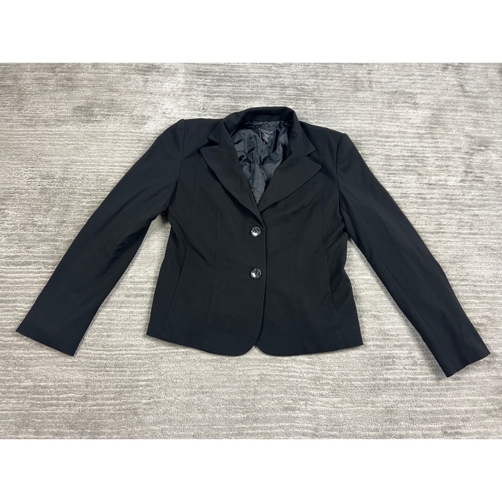 Rafaella Blazer Womens 8P Black Petites Two Button Professional Tailored Stretch